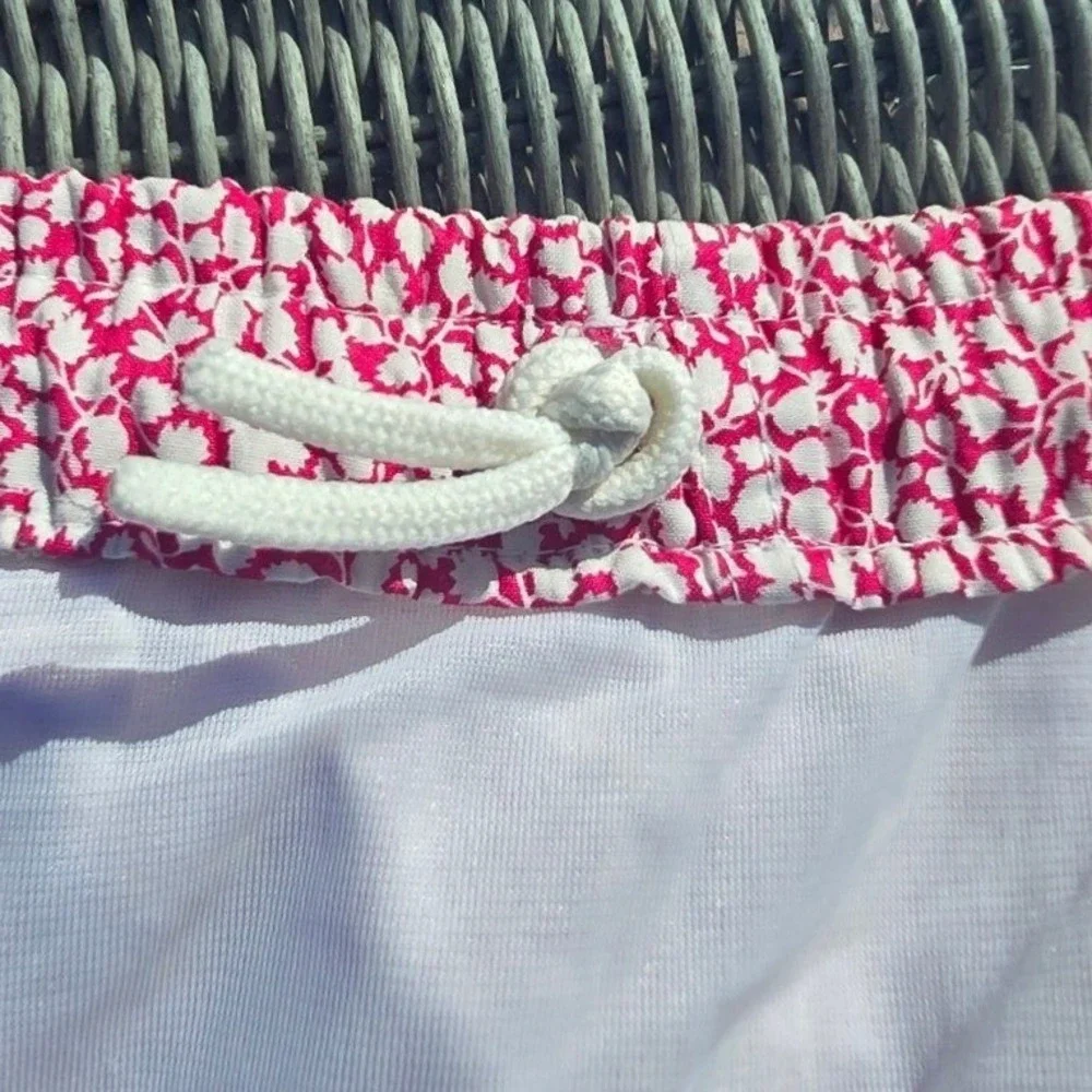 VTG Lord Jeff Swim Trunks Pink white floral vine ditsy M 32-34 USA shorty shorts